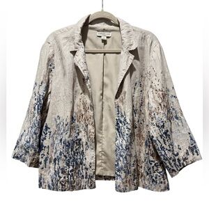 Coldwater Creek 100% Linen  Abstract Print Blazer Jacket Size L